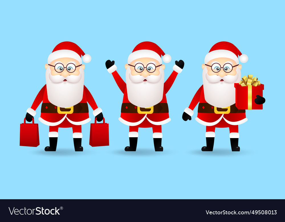 Christmas collection of funny santa claus set vector image Christmas collection of funny santa claus set