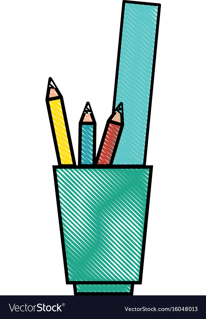 Cup with pencils icon