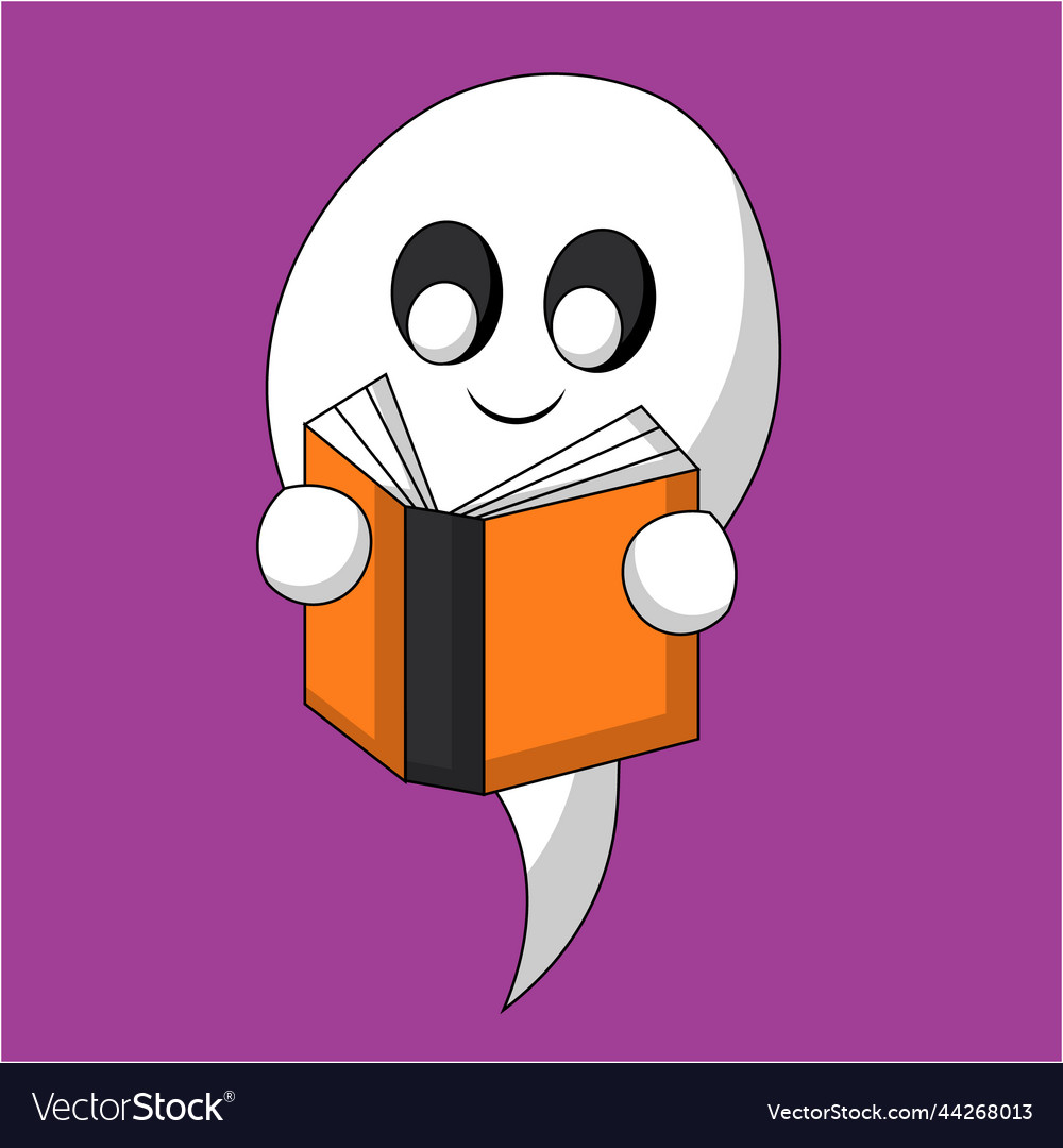 Cute ghost read book draw in color