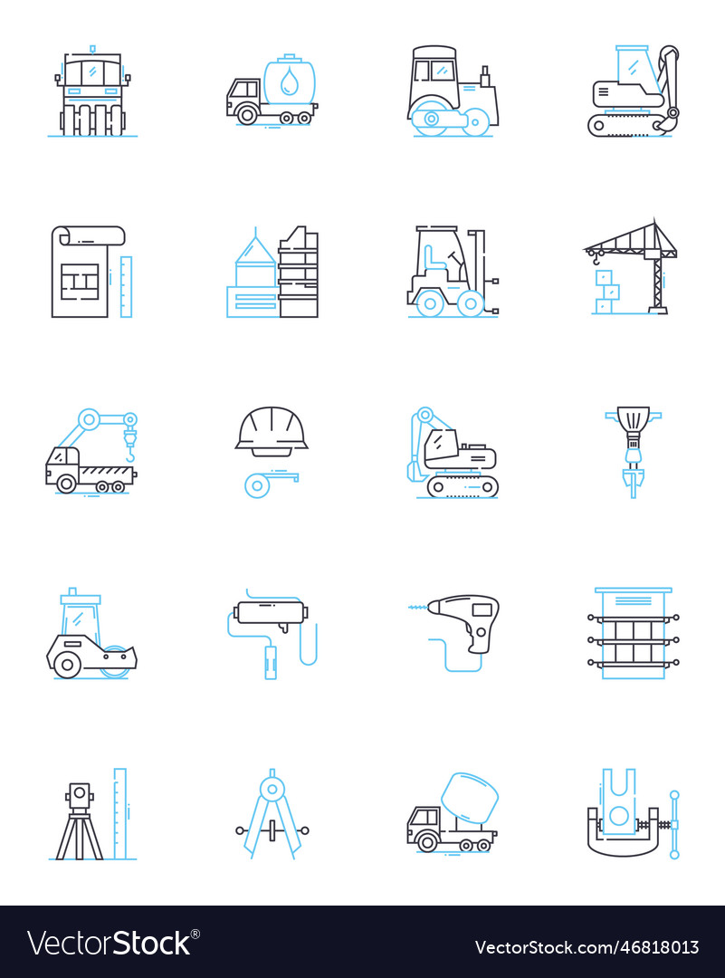Durable design linear icons set resilient robust vector image Durable design linear icons set resilient robust