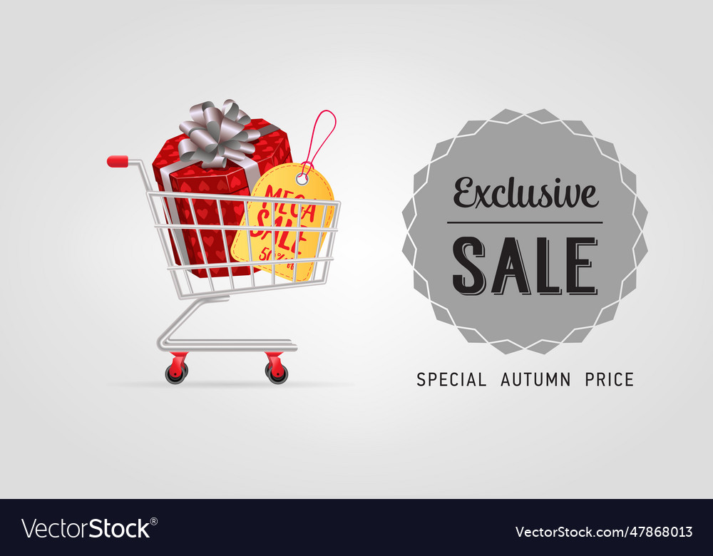 Exclusive sale lettering with gift box in shopping