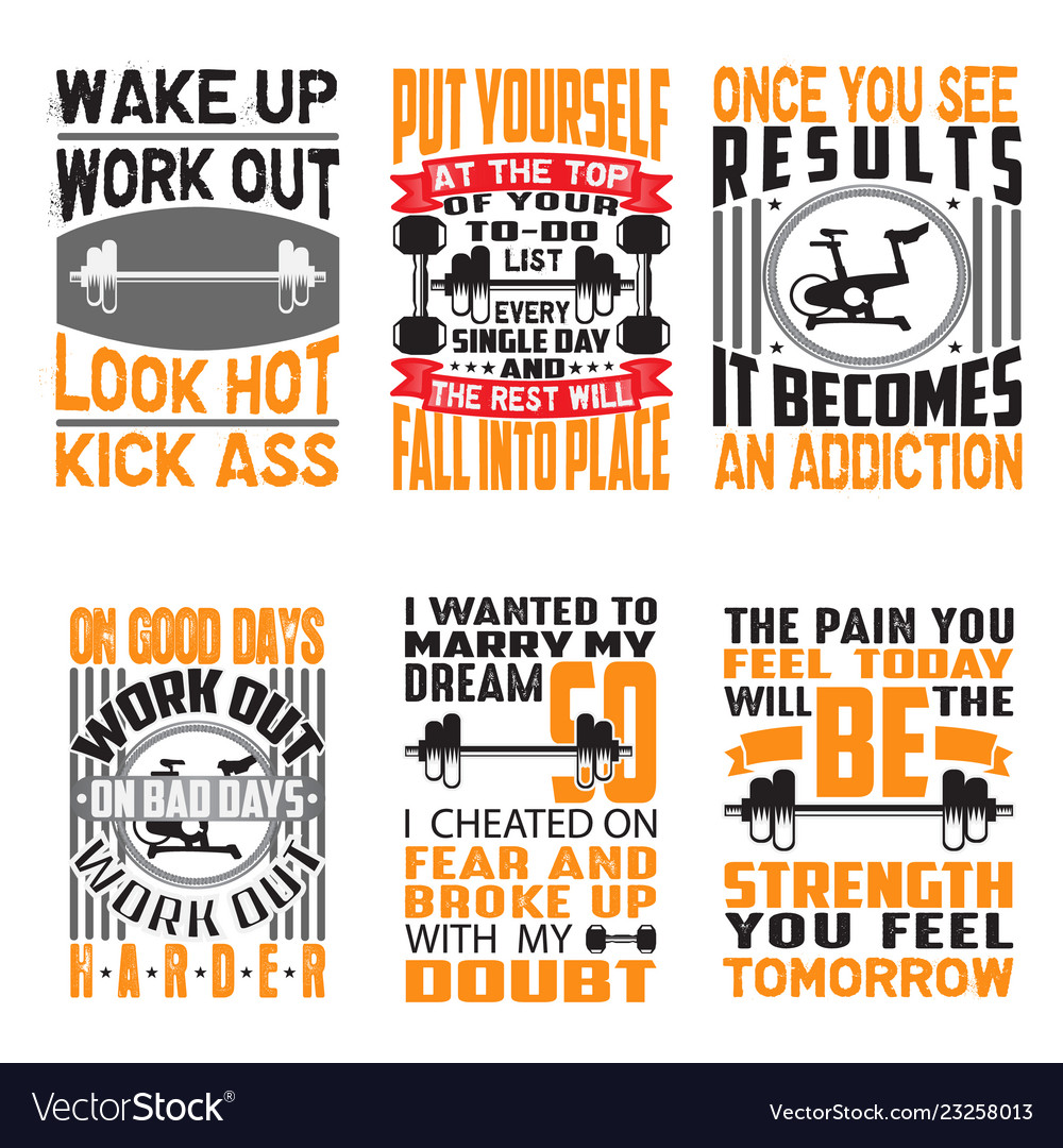 Fitness quote and saying set for graphic goods Vector Image