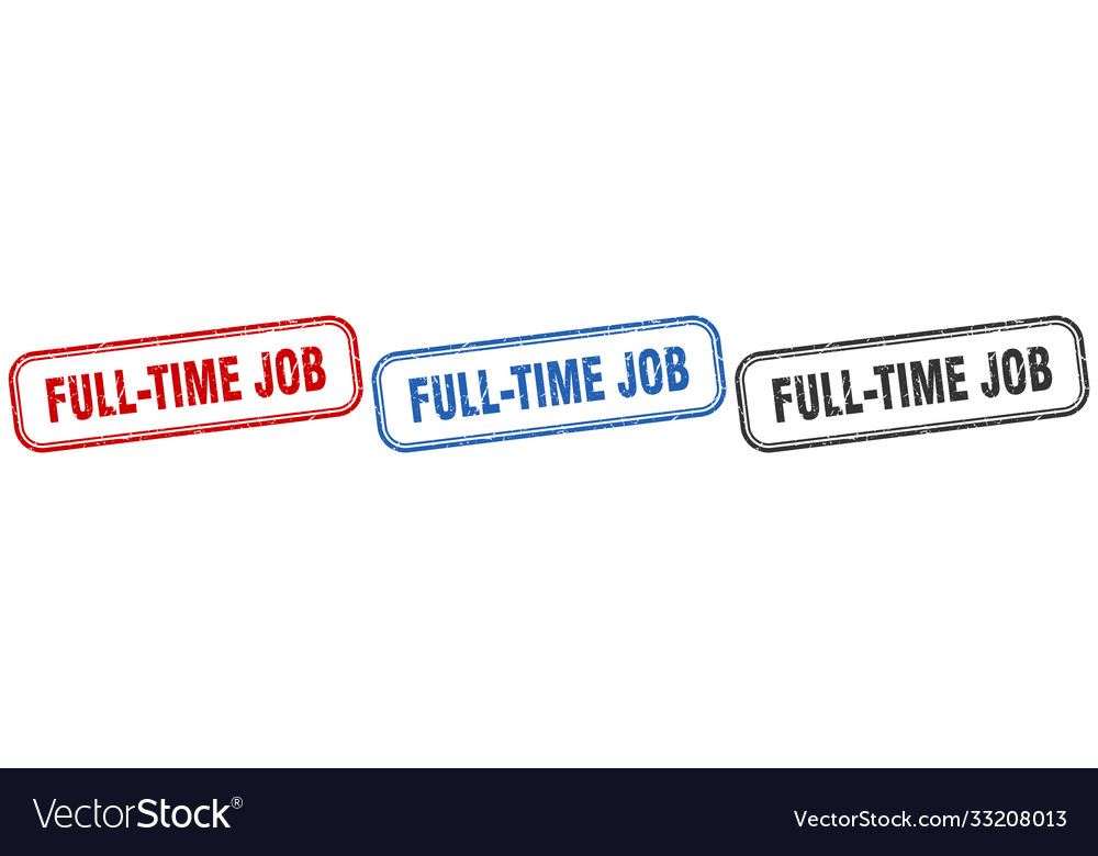 Full-time job square isolated sign set