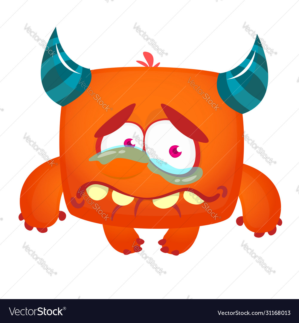 Funny and sad cartoon monster crying halloween Vector Image Funny and sad cartoon monster crying halloween Vector Image