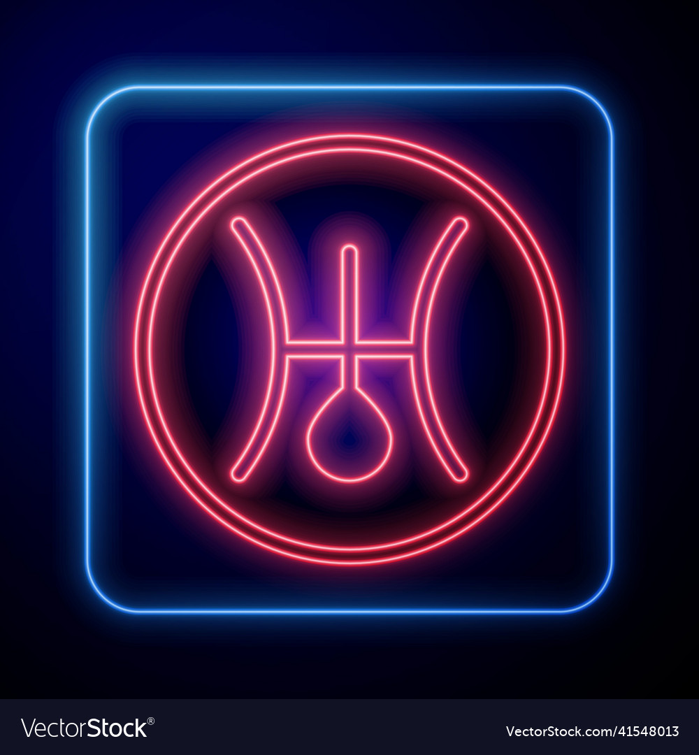 Glowing neon ancient astrological symbol of uranus