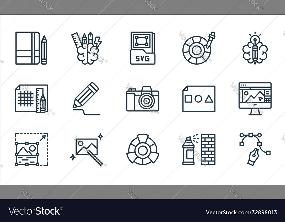Graphic design line icons linear set quality vector image Graphic design line icons linear set quality