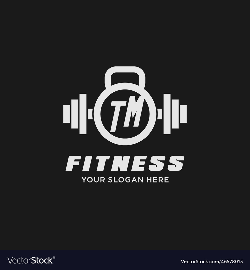 Initial tm fitness logo with creative kettlebell Vector Image