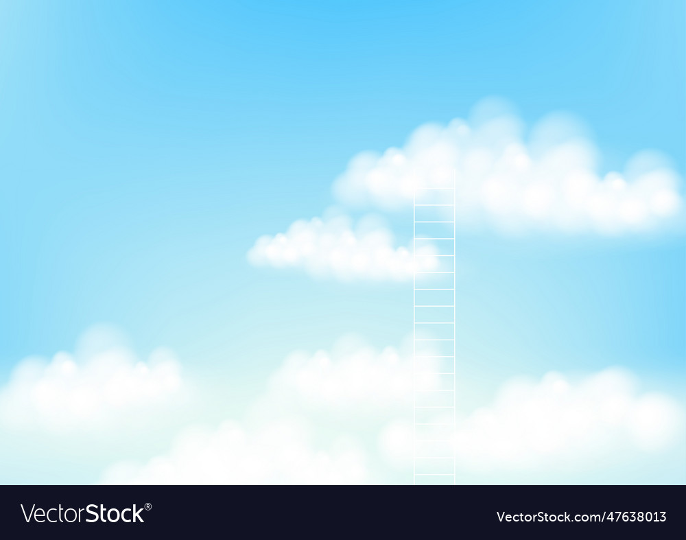 Ladder leading to cloud realistic on blue sky