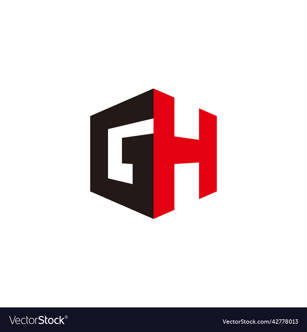 Letter gh simple 3d box flat shape logo Royalty Free Vector