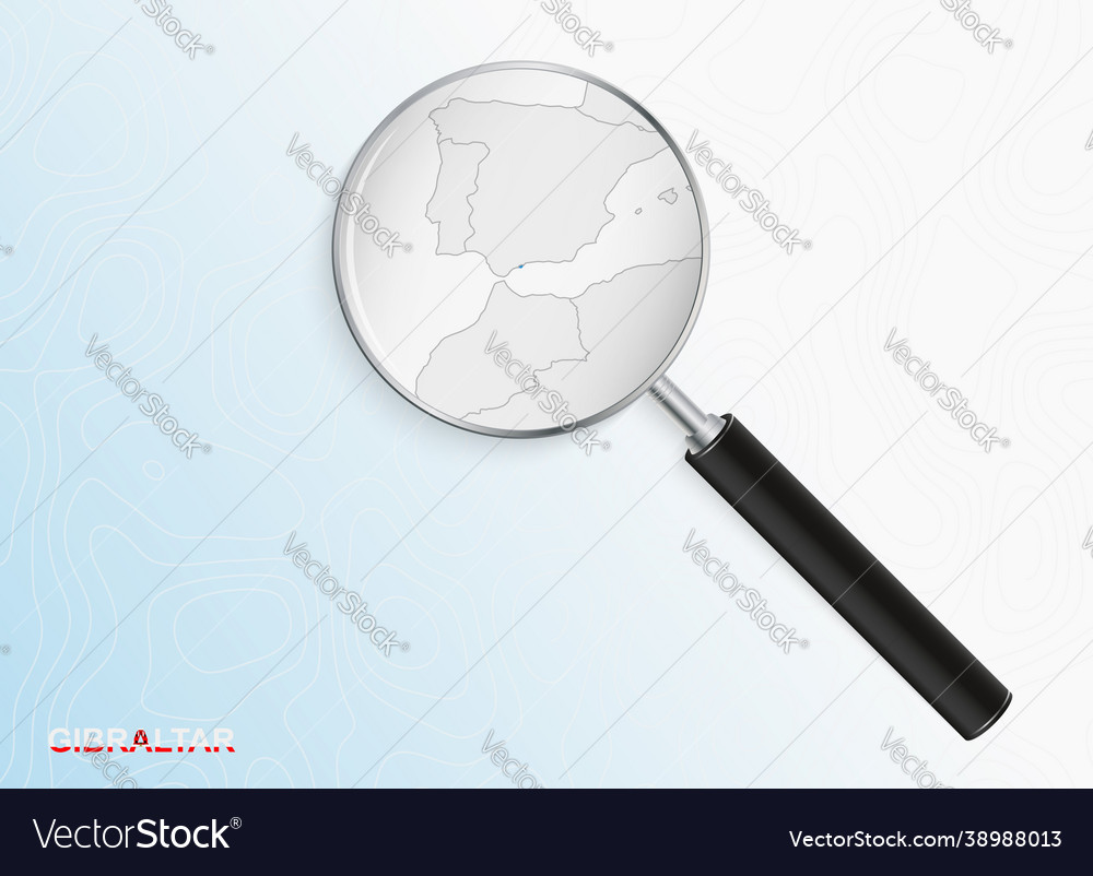 Magnifier with map gibraltar on abstract