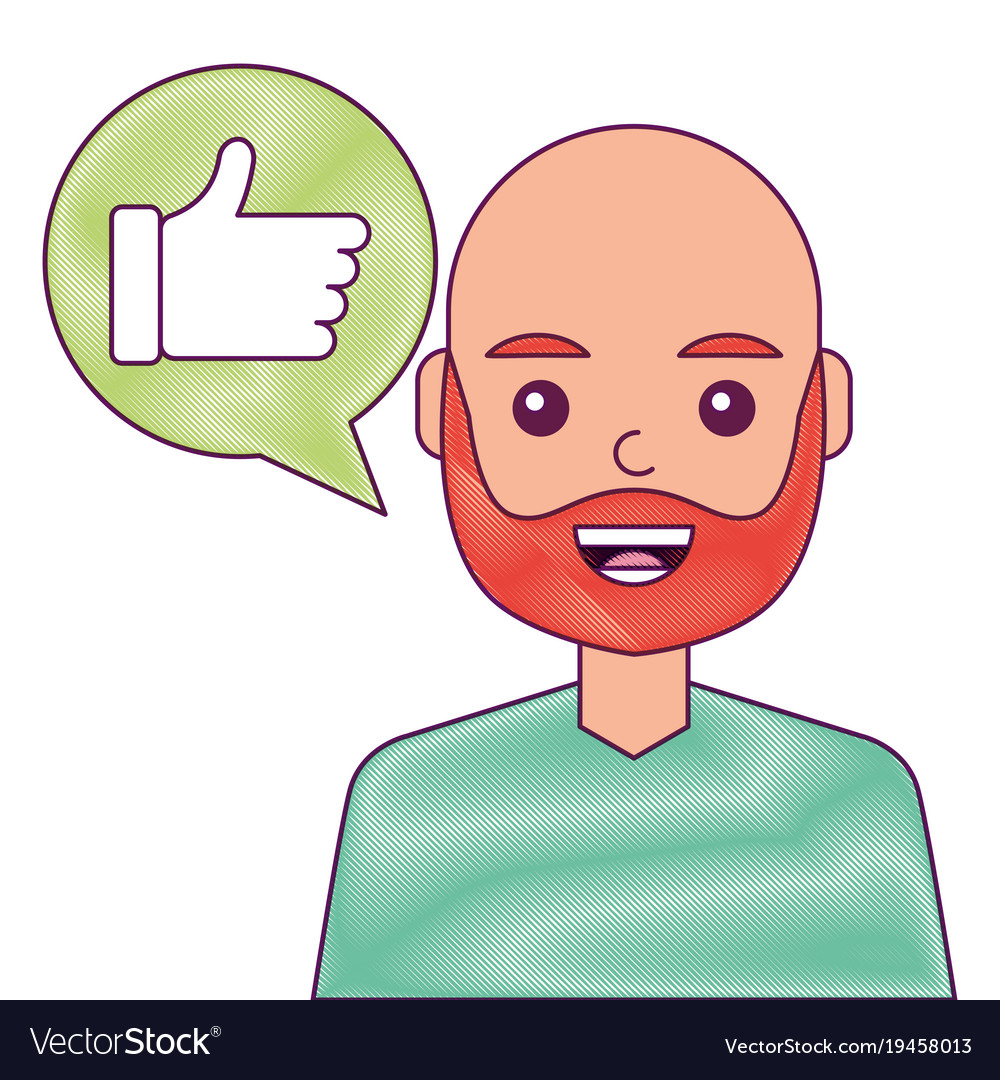 Man with hand like in speech bubble