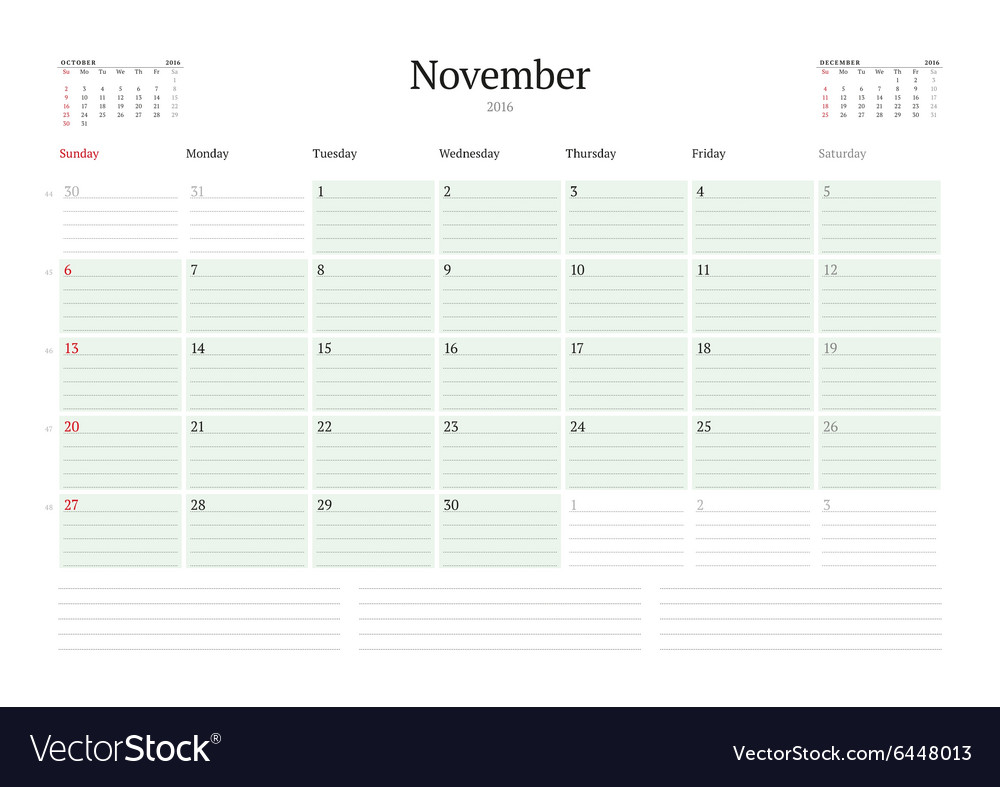 monthly calendar planner 2016 design print vector image
