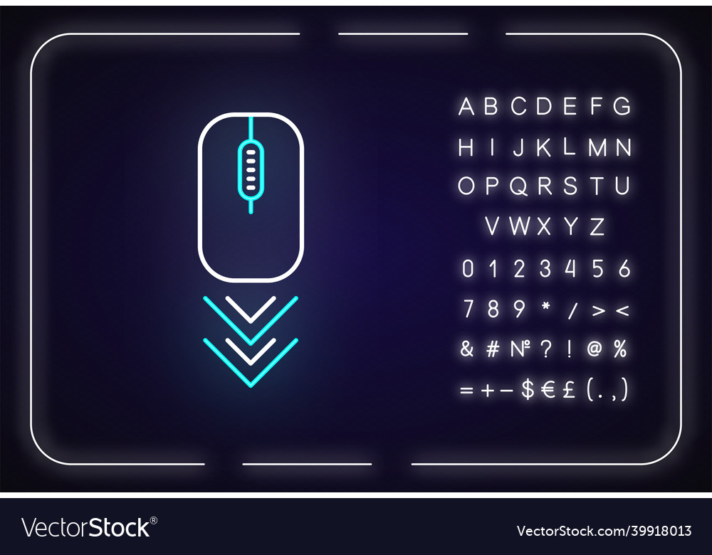 Scrolling mouse neon light icon internet page vector image Scrolling mouse neon light icon internet page