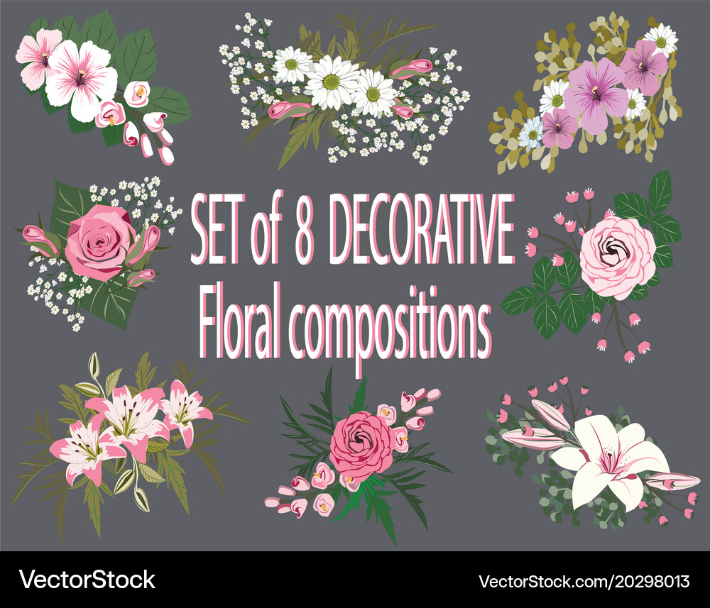 Set floral compositions Royalty Free Vector Image