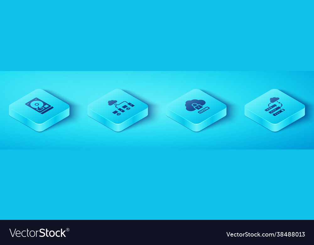 Set isometric hard disk drive hdd computer vector image Set isometric hard disk drive hdd computer