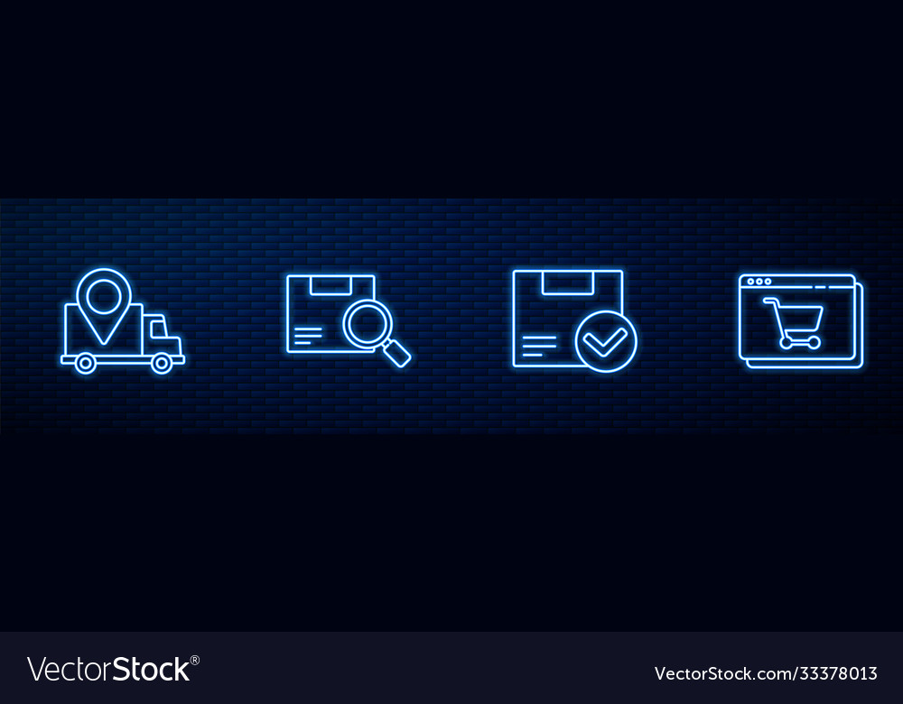 Set line package box with check mark delivery vector image Set line package box with check mark delivery