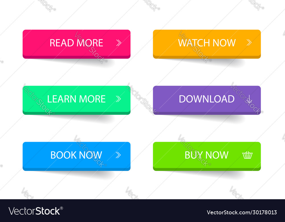 Set modern 3d button for mobile web banner vector image Set modern 3d button for mobile web banner
