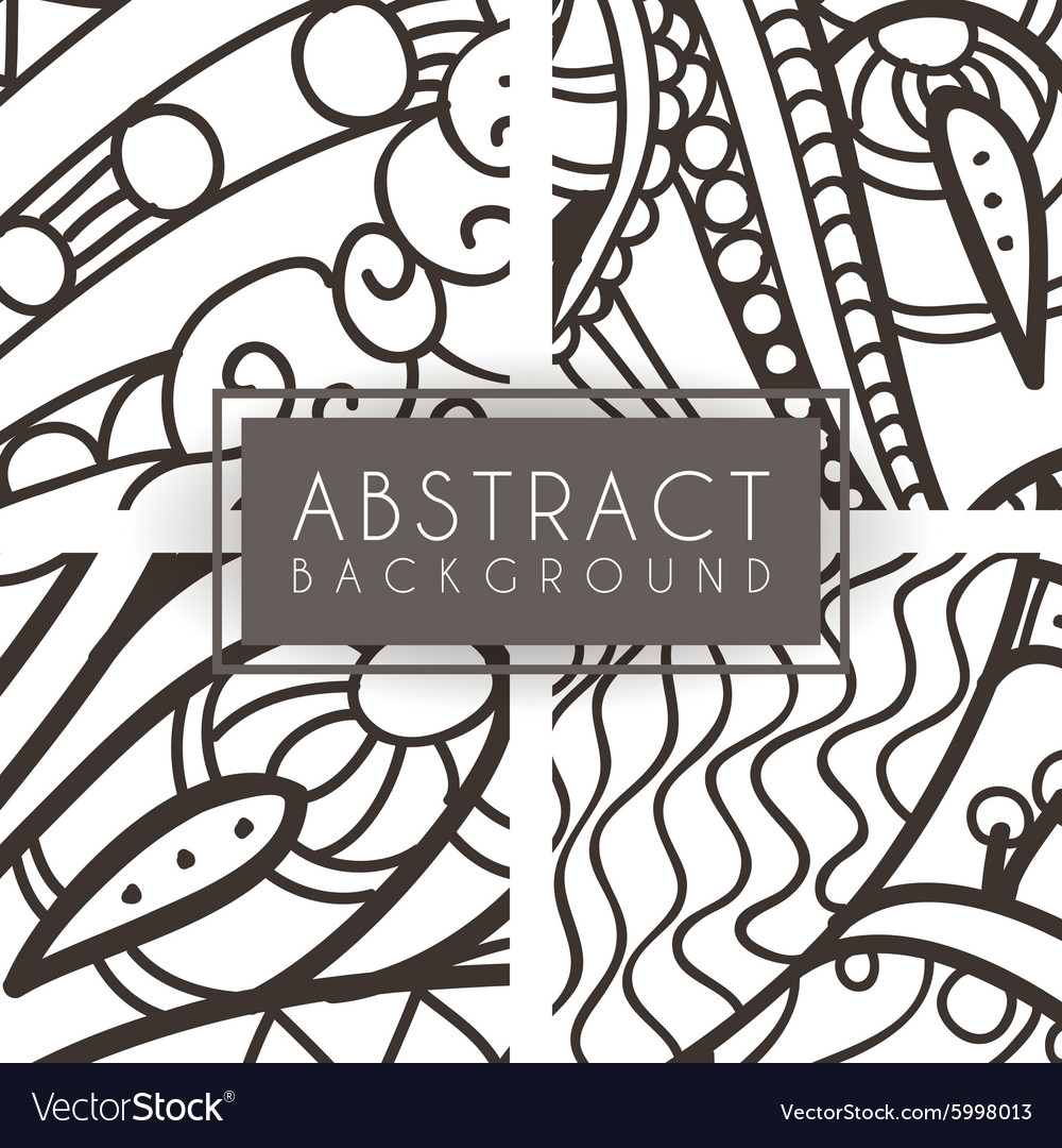 Set of four monochrome intricate patterns