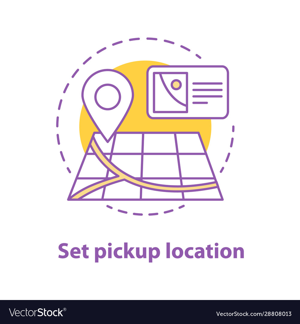 Setting pick up location concept icon