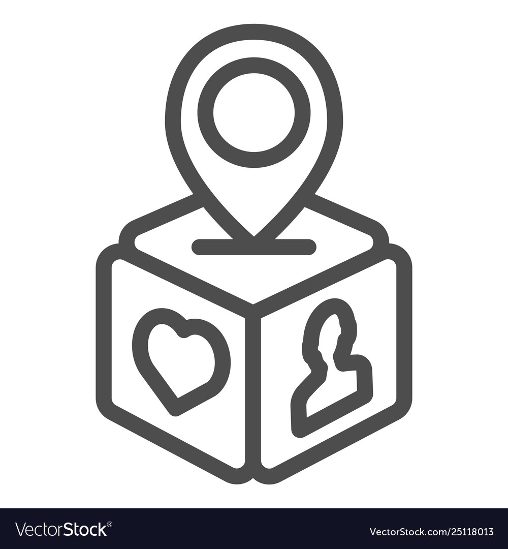 Subscriber location line icon box with map pin