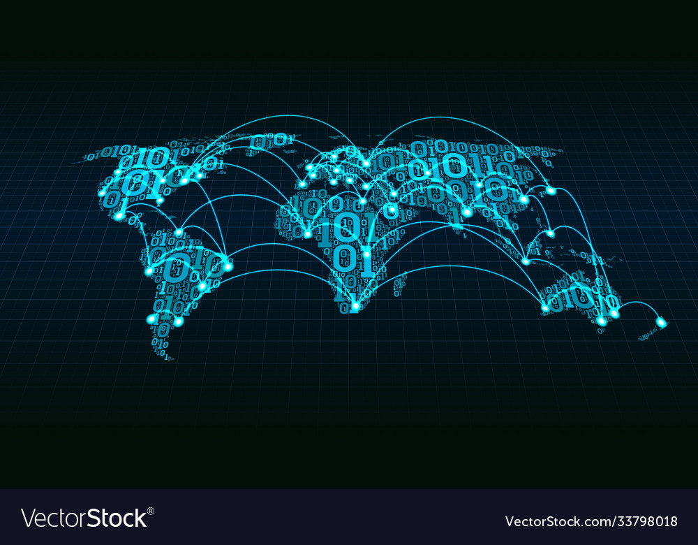 Abstract world map from digital binary code vector image Abstract world map from digital binary code