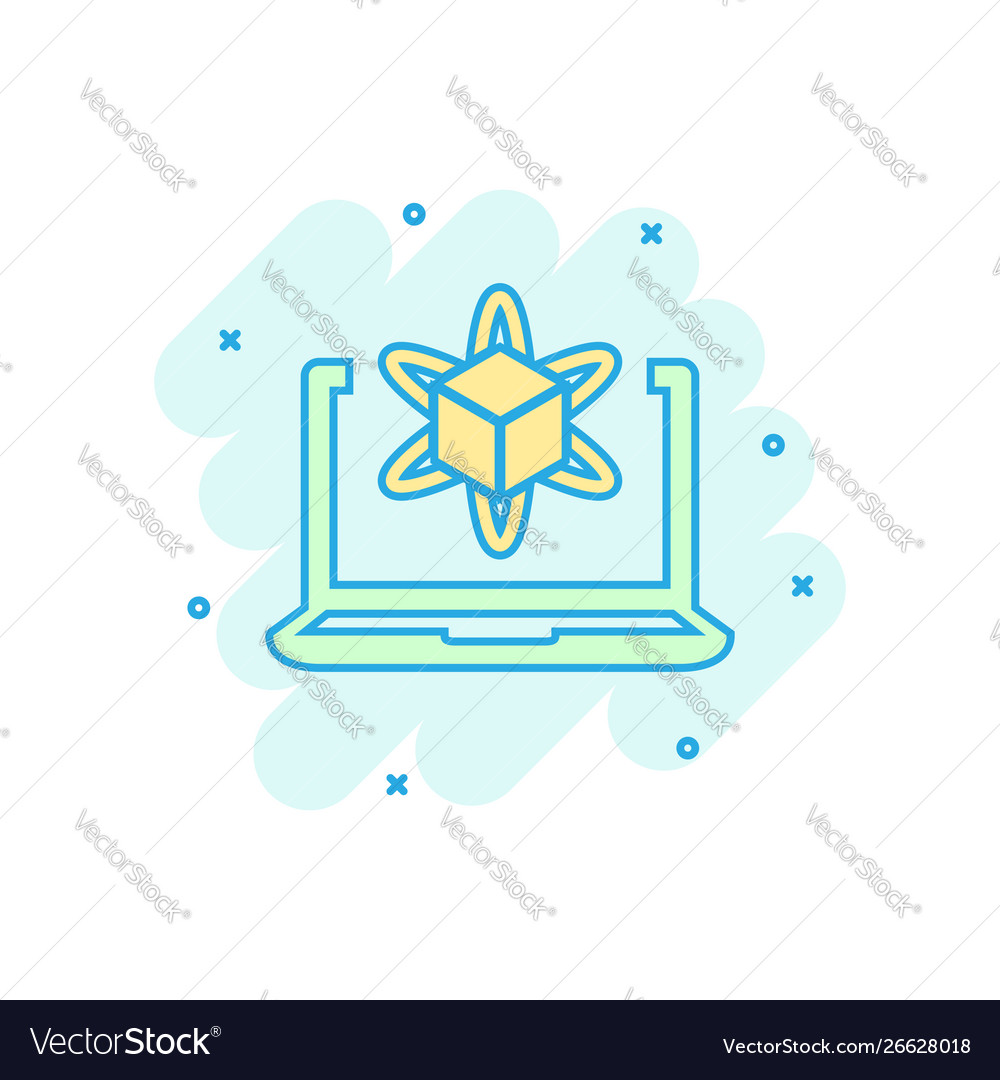Computer simulation icon in comic style vr device vector image Computer simulation icon in comic style vr device