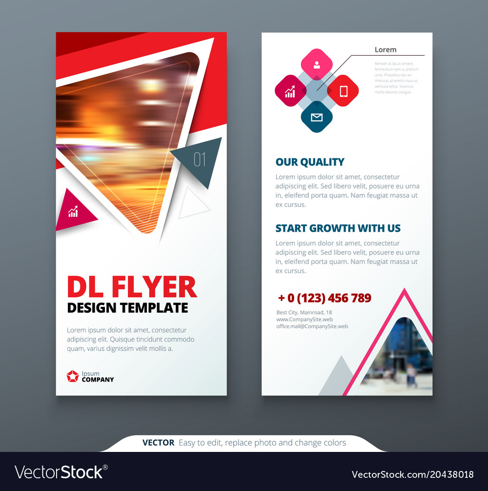 Dl flyer design red orange template flyer Vector Image