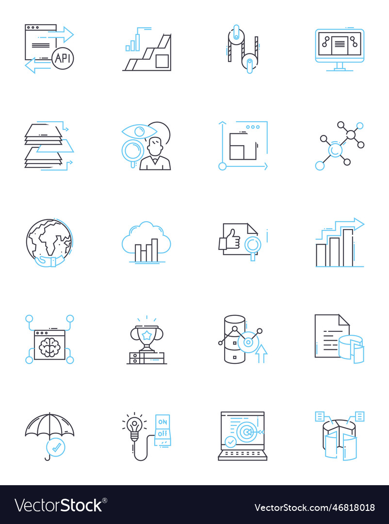 Investigation and analysis linear icons set