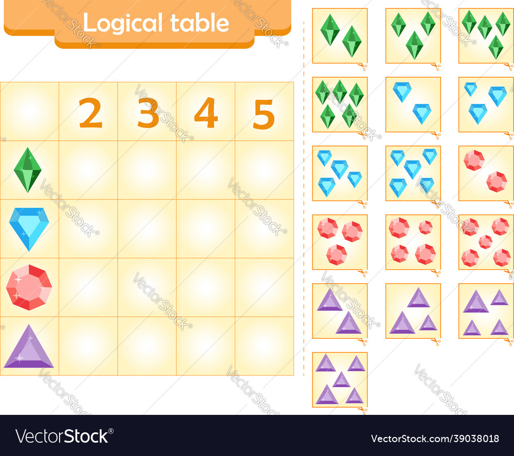 Logic puzzle game for children fill in empty cel