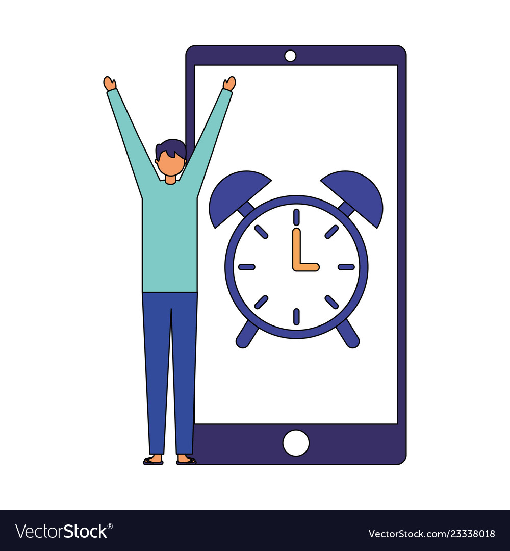 Man wake up mobile clock alarm