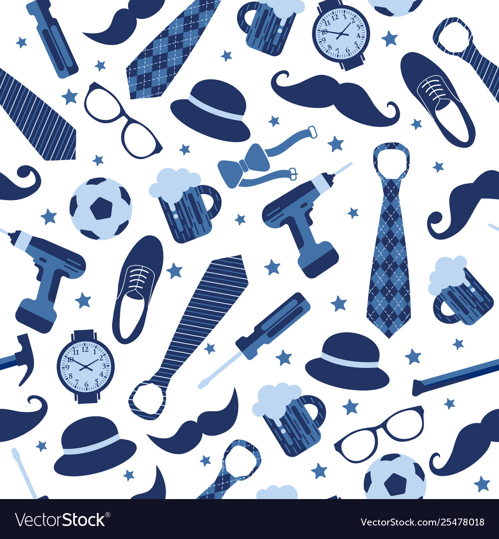 Seamless pattern fathers day flat set icons