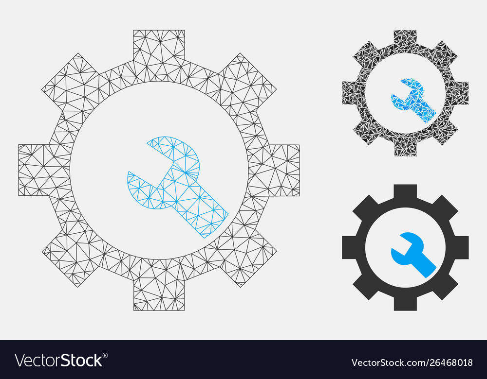 Service tools mesh wire frame model vector image Service tools mesh wire frame model