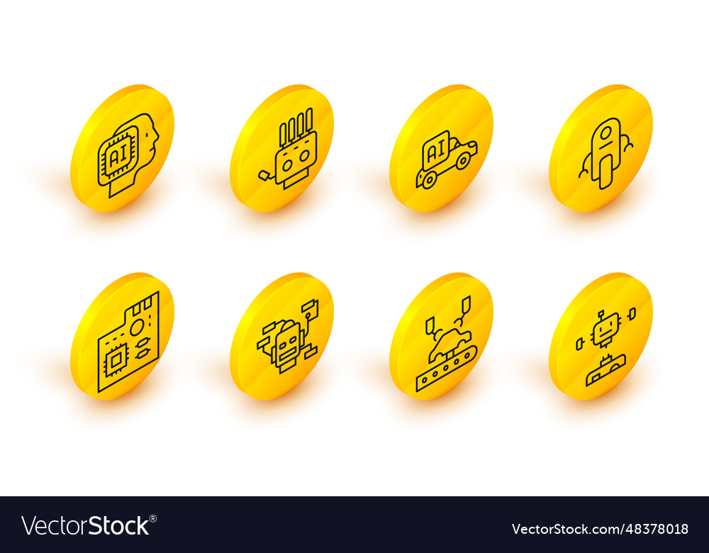 Set line disassembled robot robotic arm vector image Set line disassembled robot robotic arm