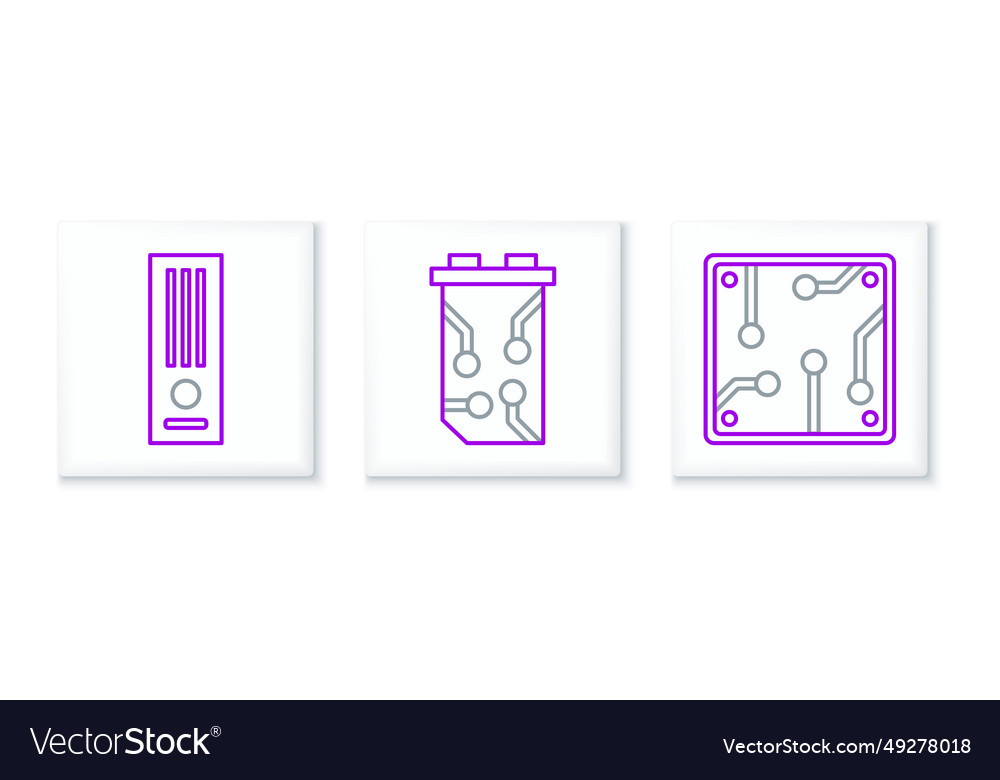 Set line processor video game console and graphic vector image Set line processor video game console and graphic
