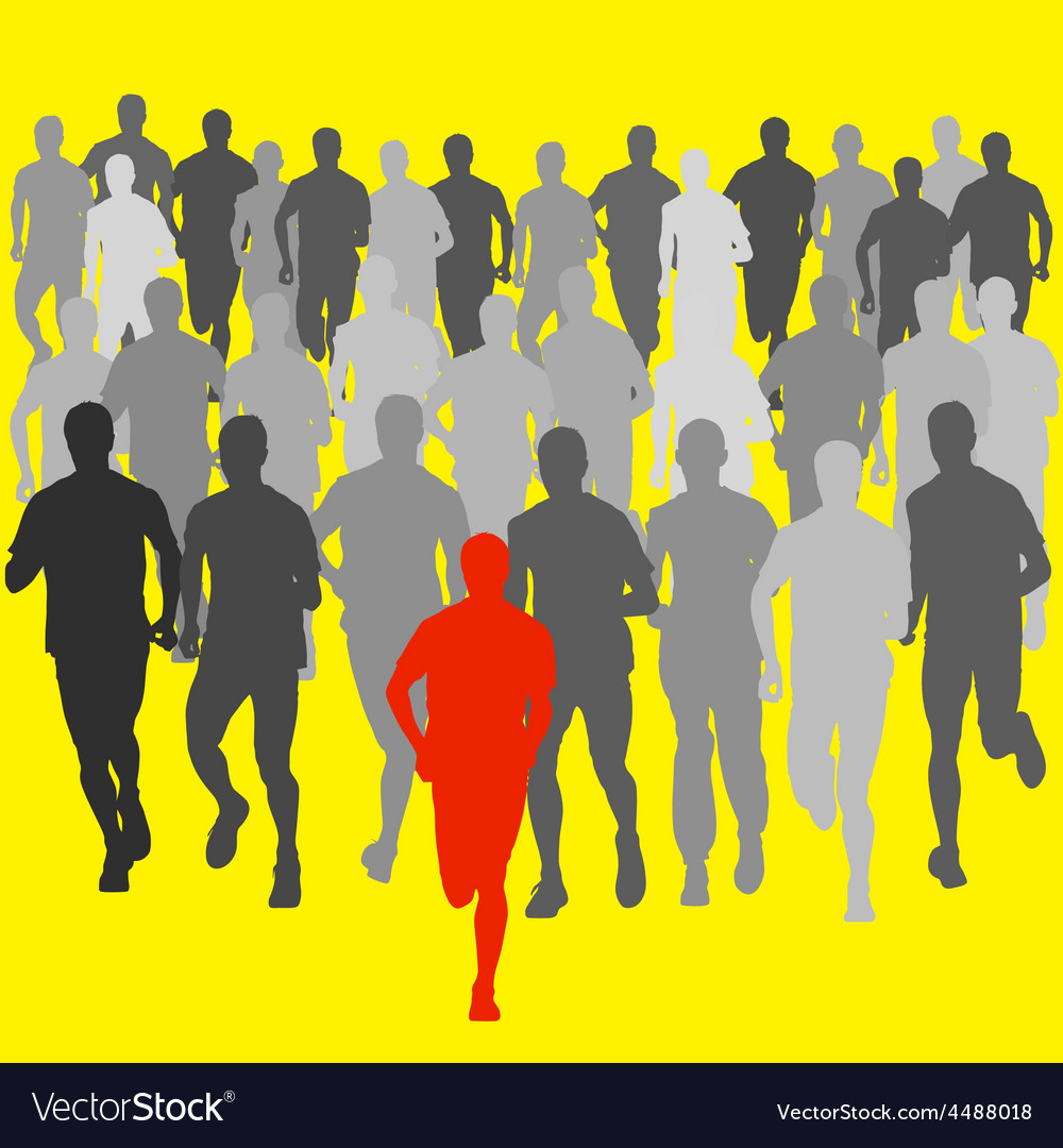 Set of silhouettes runners on sprint men