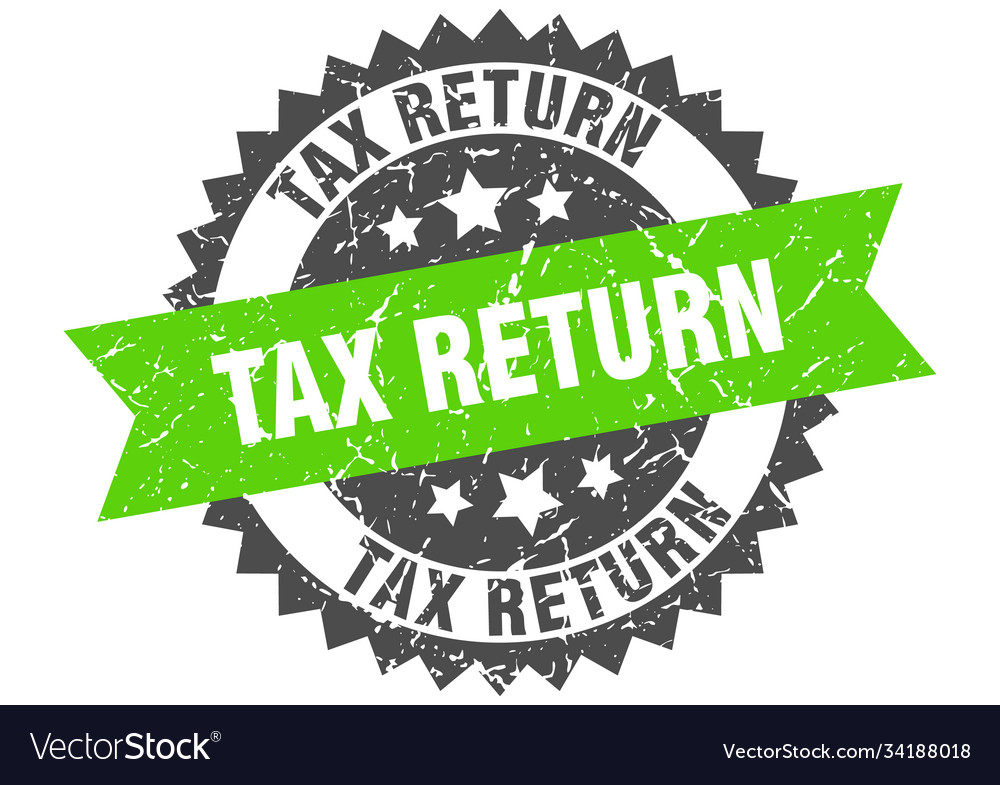 Tax return stamp grunge round sign with ribbon