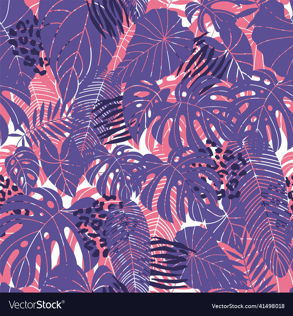 Tropical leaves seamless pattern palm exotic vector image Tropical leaves seamless pattern palm exotic