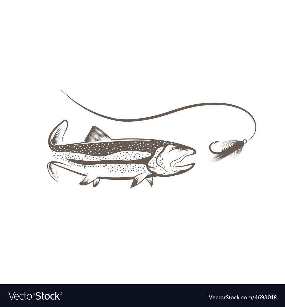 Trout and lure design template Royalty Free Vector Image