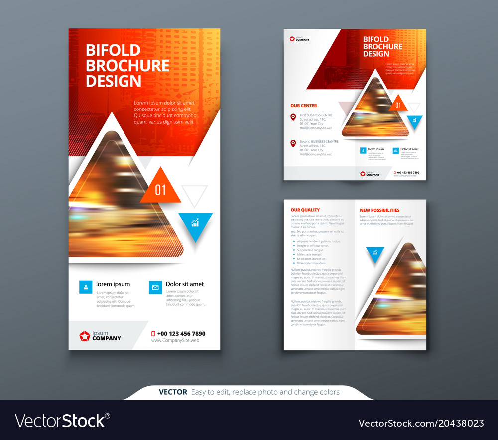 bifold brochure design red orange template for vector image
