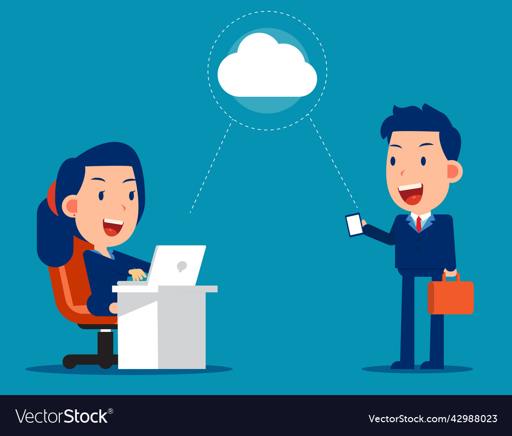 Cloud computing concept business cartoon Vector Image Cloud computing concept business cartoon Vector Image