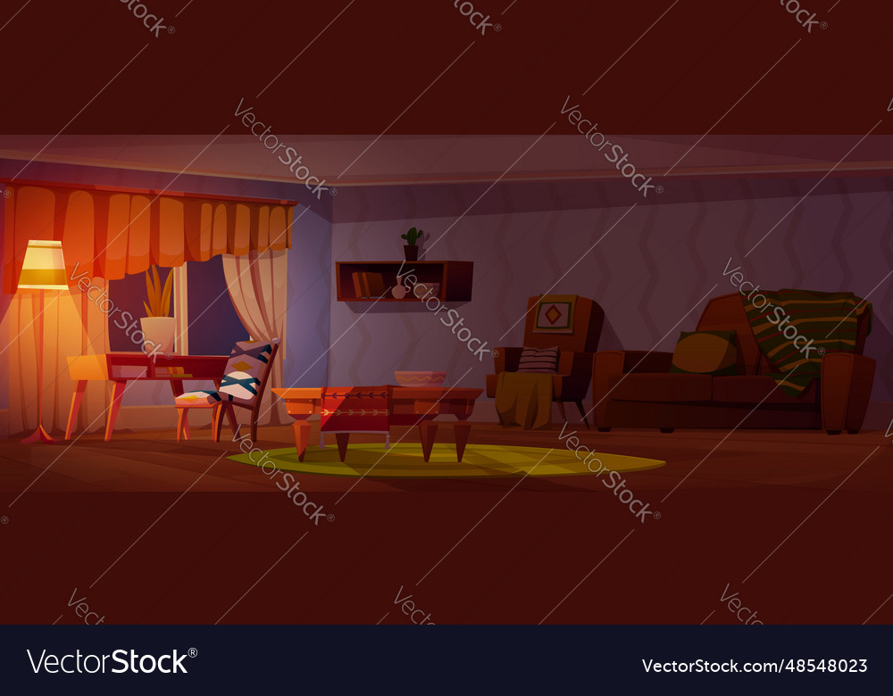 Cozy living room with vintage interior Royalty Free Vector