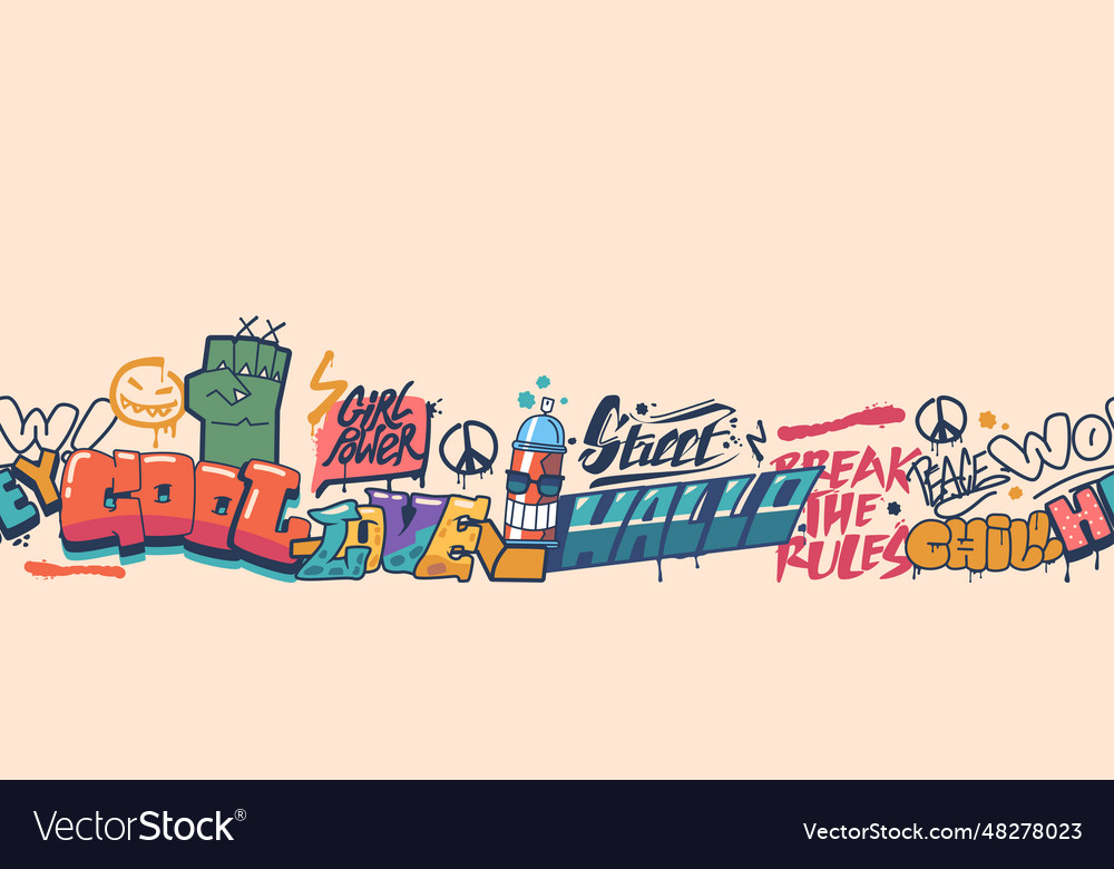 Dynamic seamless pattern featuring graffiti vector image Dynamic seamless pattern featuring graffiti