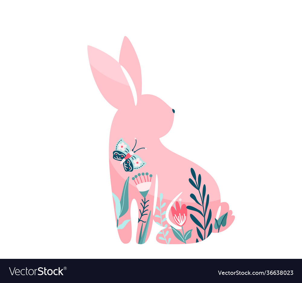 Easter bunny pink rabbit vector image Easter bunny pink rabbit