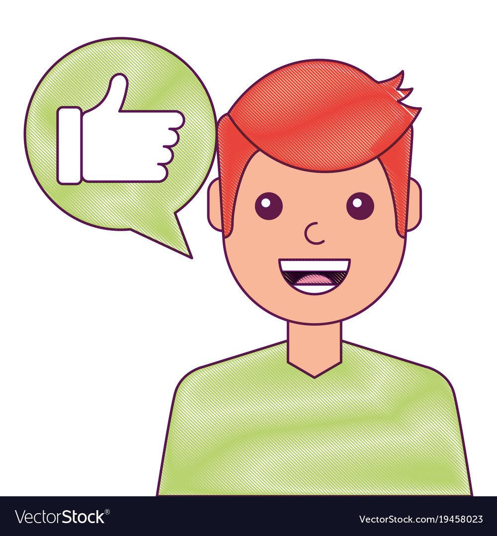 Man with hand like in speech bubble