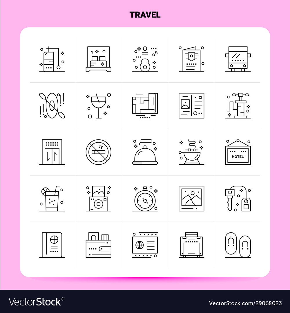 Outline 25 travel icon set line style design