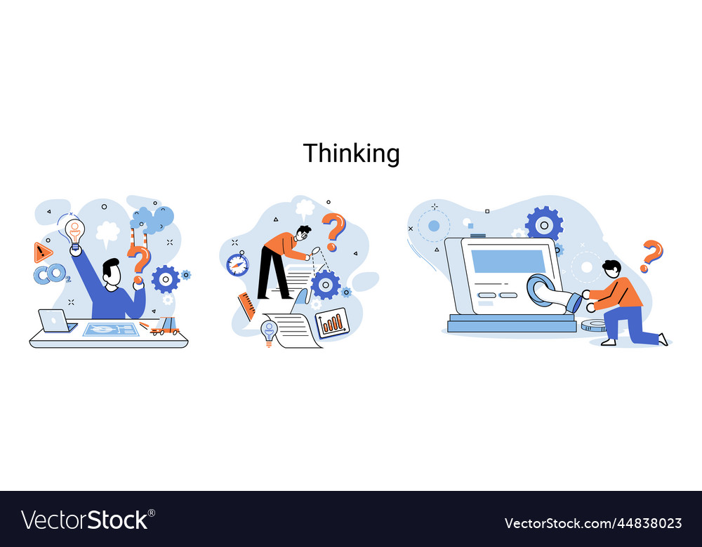 Problem solving concept man wondering or thinking vector image Problem solving concept man wondering or thinking