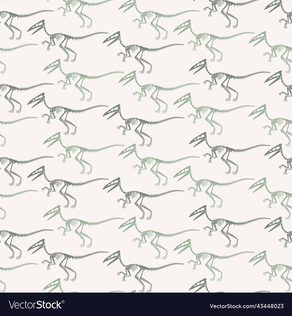 Seamless pattern with dinosaur skeleton