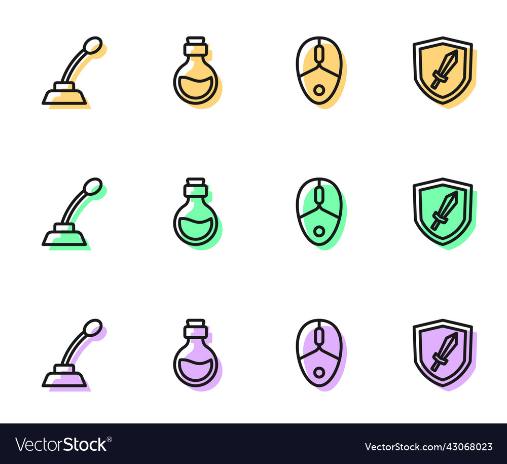 Set line computer mouse microphone bottle