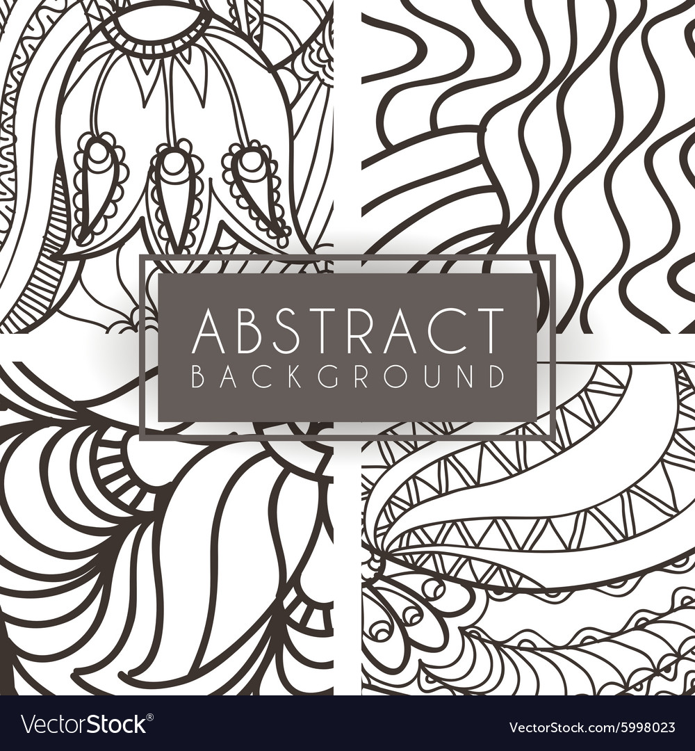Set of four monochrome intricate patterns
