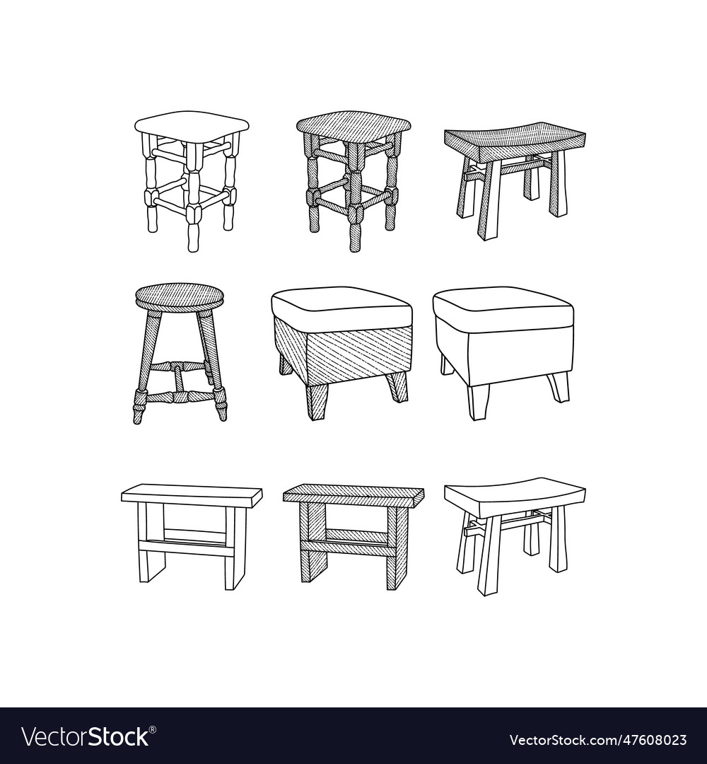 Set of seat minimalist furniture logo collection